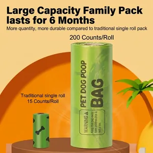 Bolsas de caca biodegradables para mascotas, rollo grande de 200 uds.