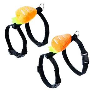 Verstellbare Kaninchen Geschirr Leine Set Süße Karotten Dekor Ausbruchsichere Polyester Gurt Für Zwergkaninchen Kleintiere Outdoor Zubehör