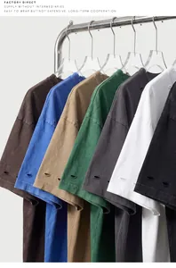 Detail view showing assorted colors for heavyweight distressed cotton T-shirts with cuts
