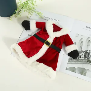 Weihnachtsmann Anzug Weinflaschenabdeckung fuer Feiertag Party Dekoration Stoff rot
