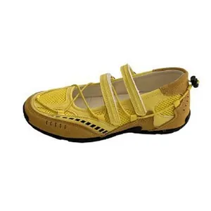 Yellow functional ballet flat sporty Mary Jane with mesh panels and adjustable straps
