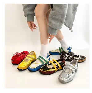 Collection of sporty technical ballet flats in vibrant colors with adjustable straps