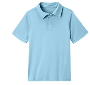 Light blue short-sleeve children's polo shirt with solid color design and classic collar