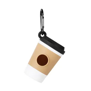 Distributeur de sacs à déjections canines en forme de café avec mousqueton noir