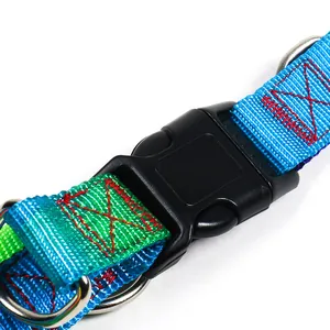 Rainbow pet leash with durable black buckle and reinforced stitching