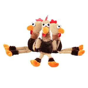 Durevole e divertente giocattolo di peluche a forma di pollo per cani masticatori