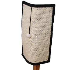 Natural sisal cat scratching pad for sofa legs with hanging plush ball toy