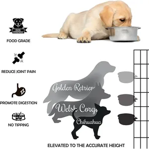 Elevated food grade stainless steel dog bowl for cages with adjustable height features.