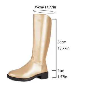Detaillierte Maße für champagnergoldene kniehohe Damenstiefel