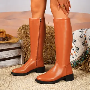 Detailansicht britischer hellbrauner Kniehochstiefel mit Reißverschluss im Wüstensetting