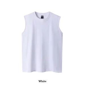 Débardeur en Coton Peigné Lourd pour Hommes Décontracté Coupe Large Couleur Unie Sans Manches pour L'été Unisexe