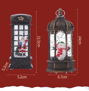 Detailed size dimensions of Santa Claus and Snowman LED snow globe Christmas lanterns