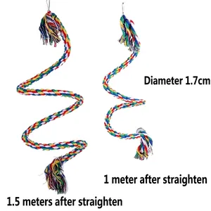Corde à grimper en spirale colorée pour perroquet, diamètre 1,7cm, deux tailles