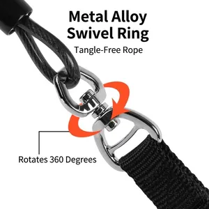 Heavy duty training dog leash with a 360 degree swivel metal alloy connector for safety
