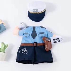 Disfraz de Policía para Mascotas de Poliéster Divertido Uniforme de Perro Gato Oficial de Policía para Halloween Cosplay