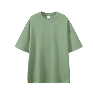 Sage green 330G heavy weight oversized dropped shoulder men's cotton short sleeve T-shirt