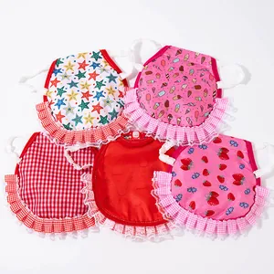 Assorted set of five lace-trimmed poultry hen saddles for feather and back protection