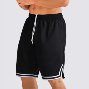 Pantaloncini da basket in mesh traspirante da uomo con orlo a righe bianche