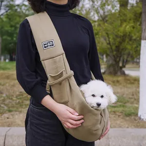 Bolsa bandolera ergonómica de poliéster para perros pequeños y gatos al aire libre