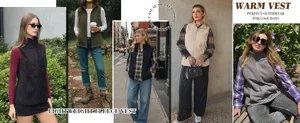 Collage que muestra diferentes colores de chalecos de forro polar ligeros para mujer