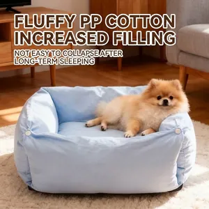 Cama Cuadrada Desmontable para Mascotas Perros Gatos Relleno de Algodón PP Suave Lavable a Máquina Color de Cuadros Nido de Sueño Profundo Cálido y Cómodo Suministros para Mascotas