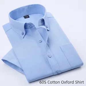 Men's Casual Oxford Cotton Blend Short Sleeve Button Down Shirt Solid Color Business Regular Fit Top