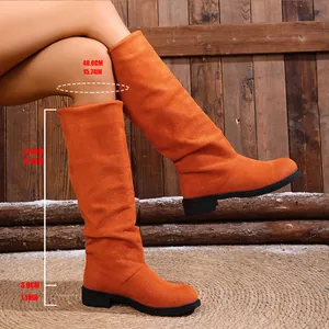Detailed measurements of orange slouchy western boots with 3cm heel height