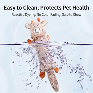 Washable cow plush squeaky toy for dogs durable dental cleaning and interactive play