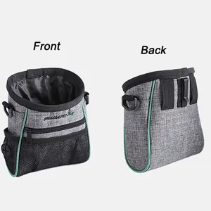 Borsa per addestramento cani in tessuto Oxford, etichette vista frontale e posteriore