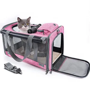 Portable Pet Carrier Bag For Cats And Small Dogs Breathable Mesh Airline Approved Oxford Cloth Travel Handbag Foldable Shoulder Bag