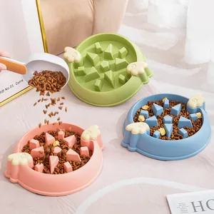 Μπολ αργής σίτισης κατοικίδιων σε χρώματα macaron με γεωμετρικό σχεδιασμό κατά του πνιγμού