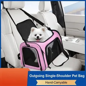 Portable Pet Carrier Bag Breathable Mesh Foldable Travel Handbag For Cats Small Dogs Car Seat Crate Outdoor Pet Supplies