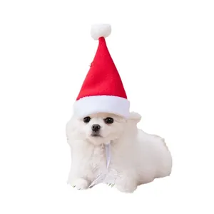 Feestelijke rood-witte kerstmuts voor honden en katten, zacht pluche kerstaccessoire