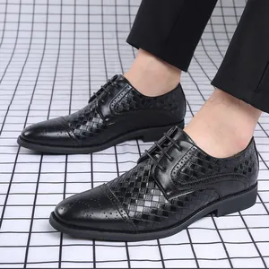 Stilvolle schwarze Business-Freizeitschuhe für Herren mit Webstruktur und Schnürung