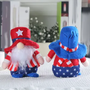 Handmade Independence Day gnomes with American flag patterns for patriotic home decor