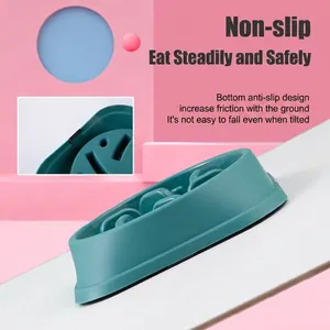 Teal anti-slip slow feeder bowl for dogs and cats with maze design to prevent choking