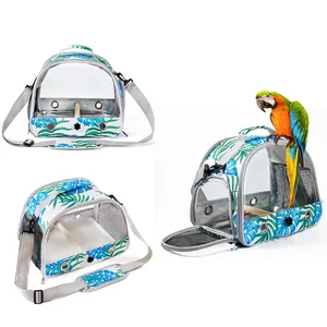 Sac de transport portable pour oiseaux avec motif tropical et fenêtre transparente