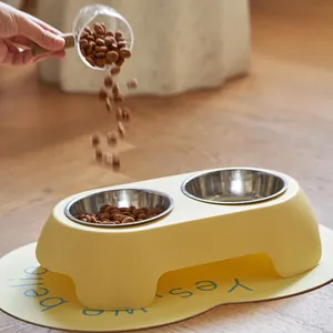 Non-Slip Pet Double Bowls Stainless Steel PP Food Water Feeder For Dogs And Cats Large Capacity Durable Feeding Bowl