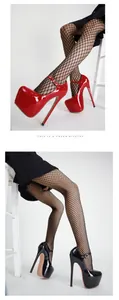 Stunning 17cm platform pumps featuring shiny red and black patent leather finish