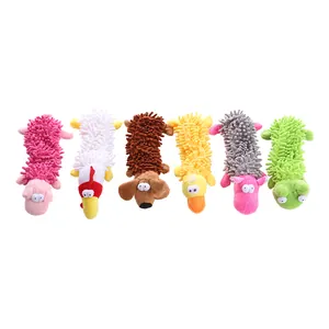 Six jouets en peluche pour chiens avec texture chenille et diverses formes d'animaux