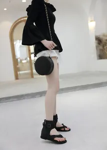 Stylish black Roman platform sandals for women with soft sole for summer comfort