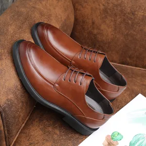 Men Business Formal Leather Shoes Lace Up Height Increasing Oxford Shoes Classic Dress Shoes For Office Work Wedding Casual