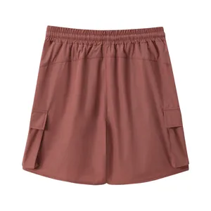 Back view of men's four-way stretch quick-dry cargo sports shorts with elastic waist