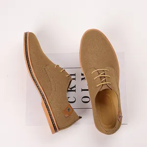 Detailed view of men's brown suede casual shoes from top and side angles