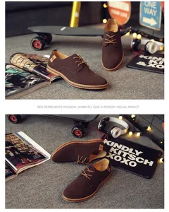 Close-up of brown suede men's casual lace-up shoes in a stylish lifestyle setting