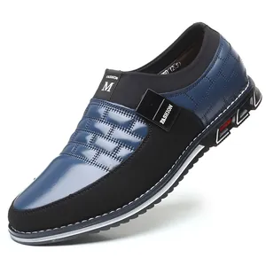Ανδρικά Casual Δερμάτινα Παπούτσια Slip On Loafers Μεγάλο Μέγεθος Ανάγλυφο Σχέδιο Πλέγματος Στρογγυλή Μύτη Ανθεκτικά Παπούτσια