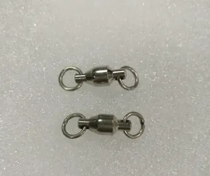 Close-up detail of stainless steel ball bearing swivels for parrot foot rings