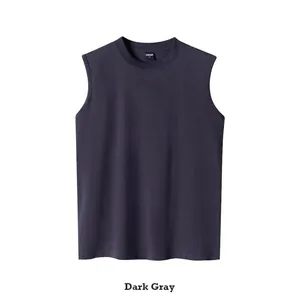 Débardeur homme en coton peigné 260g gris foncé, coupe décontractée, style basique uni