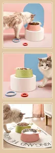Elegant stainless steel pet feeding bowl with butterfly relief for cats and dogs