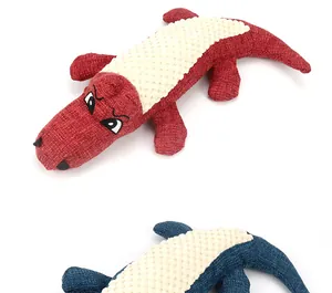 Jouet sonore en peluche crocodile pour chien avec tissu texturé résistant aux morsures